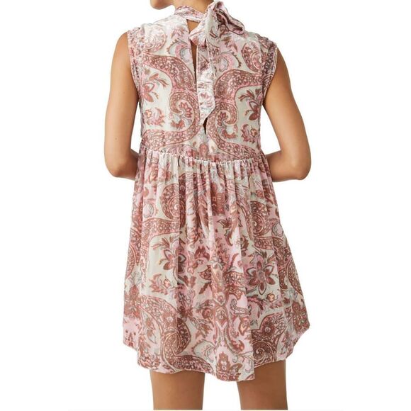 Free People Womens All the Time Velvet Babydoll Mini Dress Petal Combo Small NWT - Picture 6 of 13